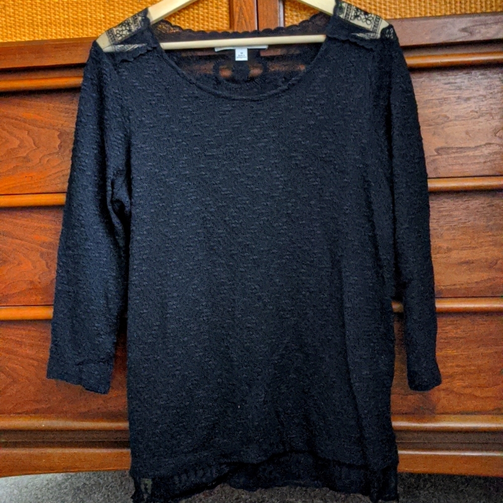 Lauren Conrad Black Lace 3/4 sleeve sweater